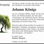 Danksagung Johann Königs