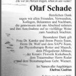 Danksagung Olaf Schade