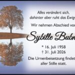 Traueranzeige Sybille Bubner