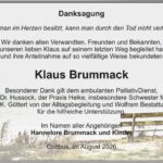 Danksagung Klaus Brummack