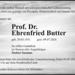 Traueranzeige Prof. Dr. Ehrenfried Butter