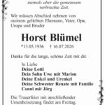 Traueranzeige Horst Blümel