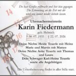 Traueranzeige Karin Fiedermann, geb Helmich