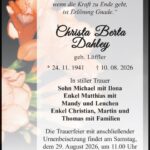 Traueranzeige Christa Berta Dahley, geb. Löffler