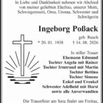 Traueranzeige Ingeborg Poßack, geb. Rusch