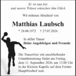 Traueranzeige Matthias Laubsch