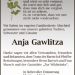 Danksagung Anja Gawlitzka