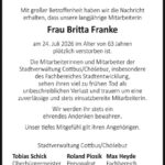Traueranzeige Britta Frank