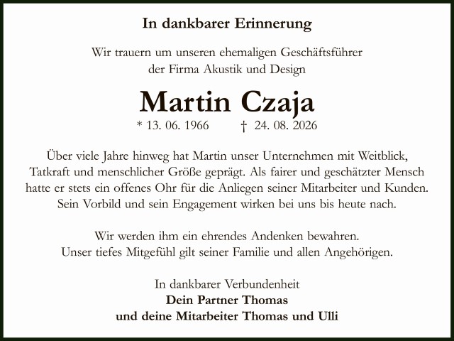 Nachruf Martin Czaja