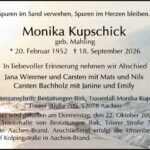 Traueranzeige Monika Kupschick