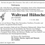 Danksagung Waltraud Hühnchen, geb. Konnopka