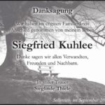 Traueranzeige Siegfried Kuhlee