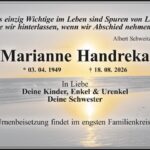 Traueranzeige Marianne Handreka
