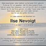 Traueranzeige Ilse Nevoigt