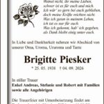 Traueranzeige Brigitte Piesker