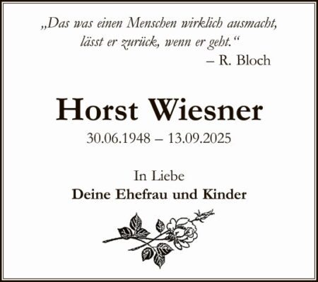 Jahresgedenken Horst Wiesner