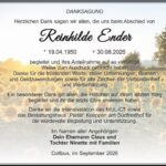 Danksagung Reinhilde Ender, geb. Fengler