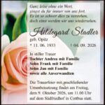 Traueranzeige Hildegard Stadler, geb. Opitz