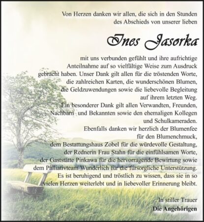 Danksagung Ines Jasorka