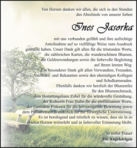 Danksagung Ines Jasorka