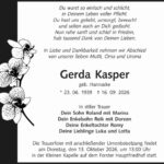 Traueranzeige Gerda Kasper