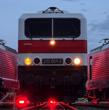 Die Weiße Lady - eine leistungsstarke und schnelle Bo´Bo´-E-Lokomotive der Deutschen Reichsbahn (hier Staatsbahn der DDR) war ebenfalls vor Ort