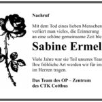 Traueranzeige Sabine Ermel