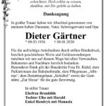 Traueranzeige Dieter Gärtner
