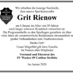 Traueranzeige Grit Rienow