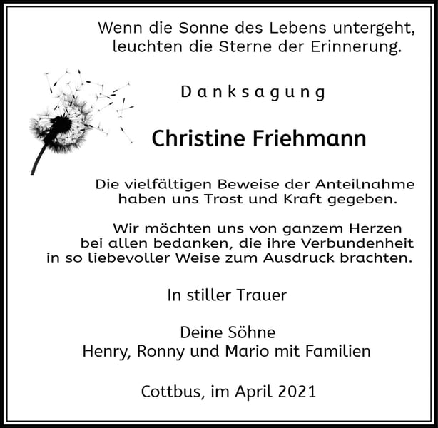 Danksagung Christine Friehmann