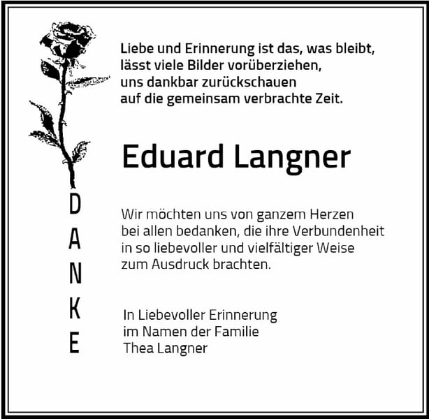 Danksagung Eduard Langner