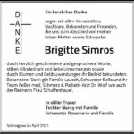 Danksagung Brigitte Simros
