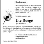Traueranzeige Ute Doege, geb. Bennewitz