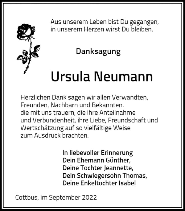 Danksagung Ursula Neumann