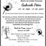 Danksagung Gabriele Peter