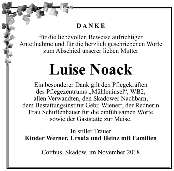 Danksagung Luise Noack