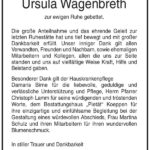 Danksagung Ursula Wagenbreth