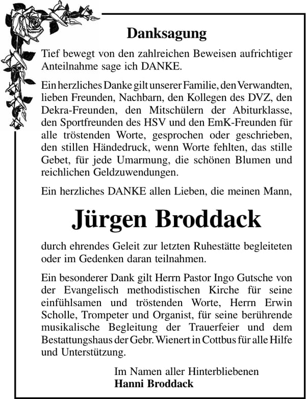 Danksagung Jürgen Broddack