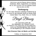 Danksagung Birgit Blossey
