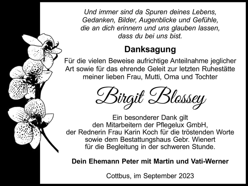 Danksagung Birgit Blossey