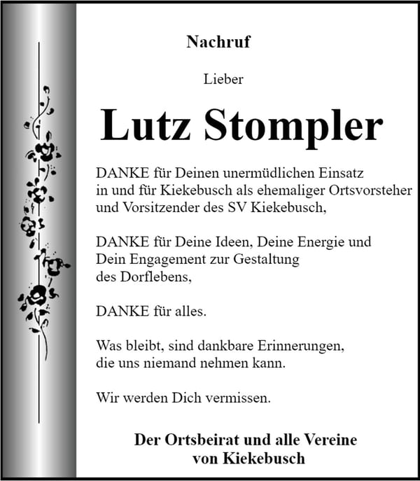 Nachruf Lutz Stompler