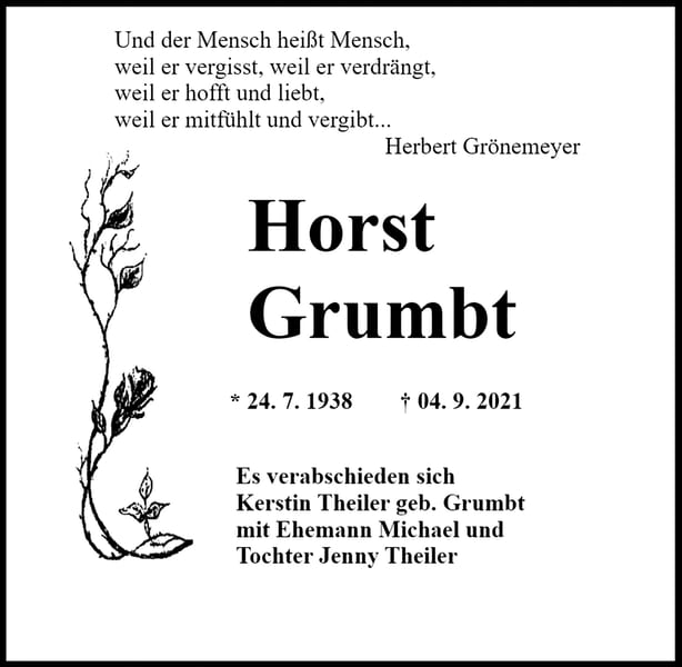 Traueranzeige Horst Grumbt