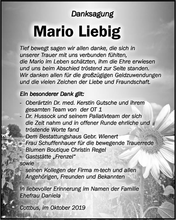 Danksagung Mario Liebig