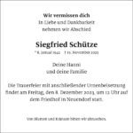 Traueranzeige Siegfried Schütze