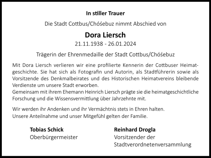 Nachruf Dora Liersch