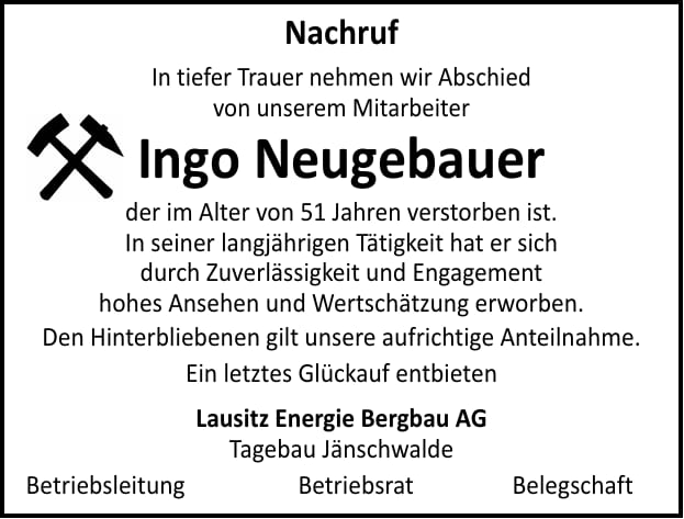 Nachruf Ingo Neugebauer