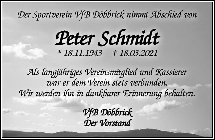 Nachruf Peter Schmidt