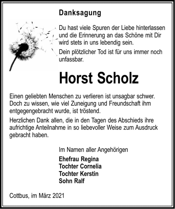 Danksagung Horst Scholz