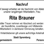 Nachruf Rita Brauner