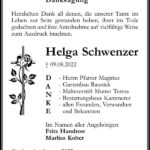 Danksagung Helga Schwenzer